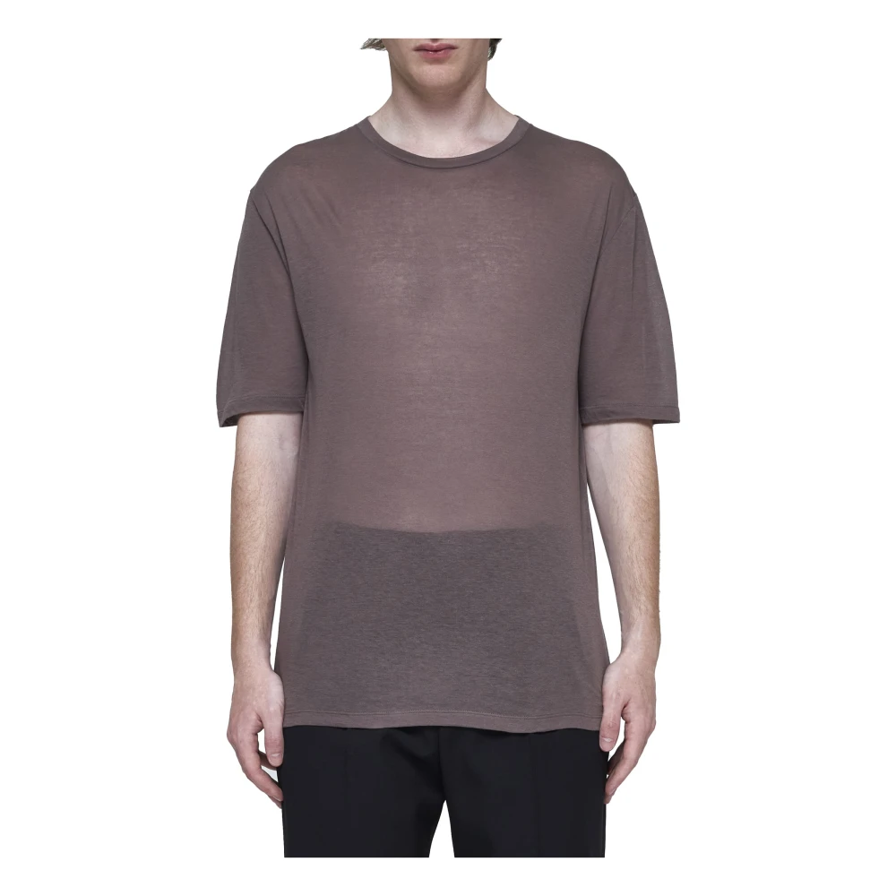 Saint Laurent Taupe Crew Neck Katoenen T-shirt Beige Heren