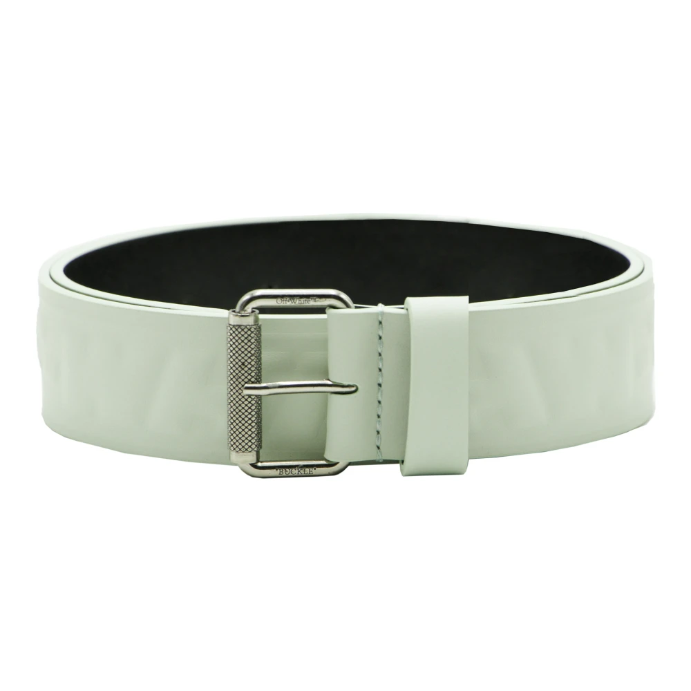 Off White Leren Riem met Ingelegd Logo Green Dames