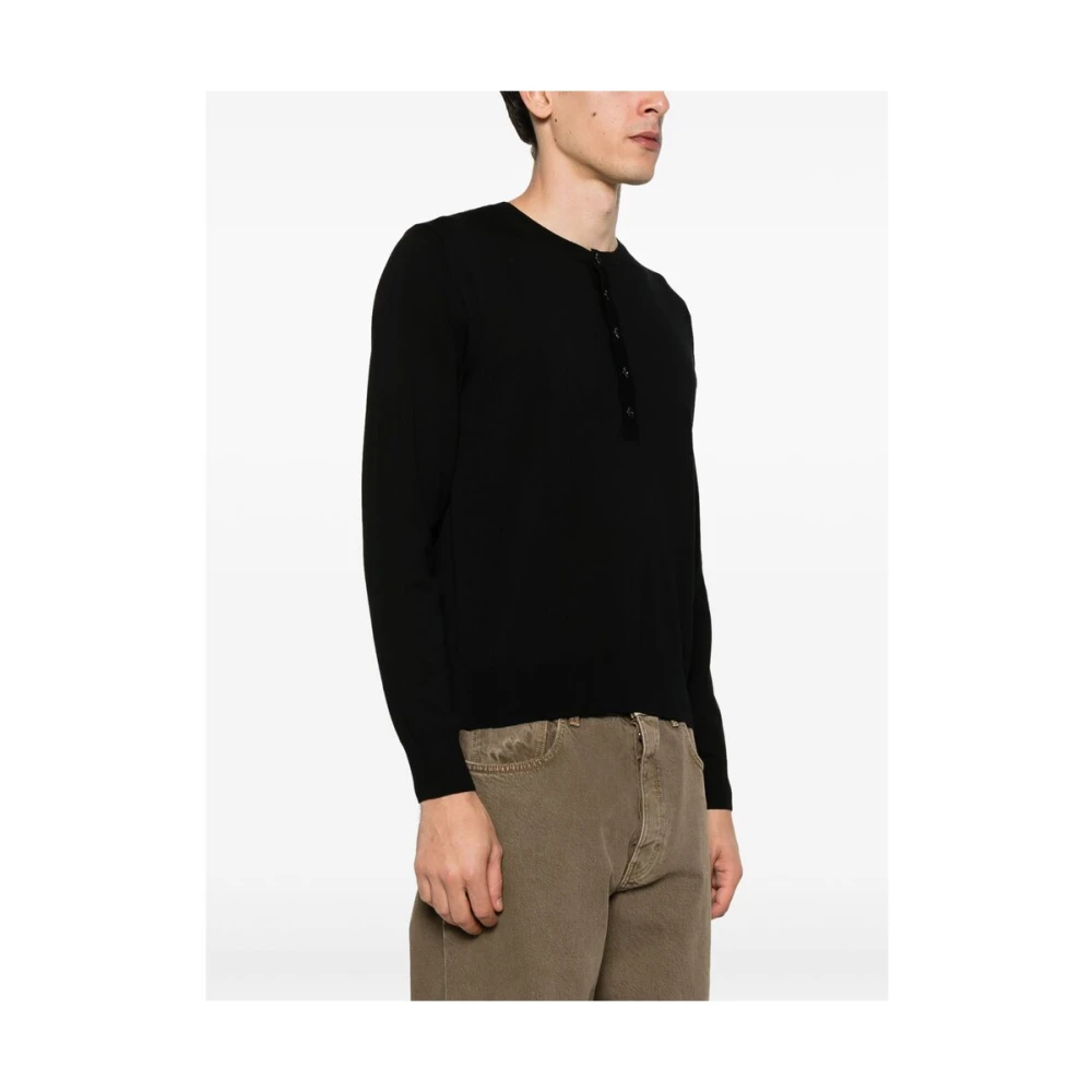 Dries Van Noten Zwarte Crew Neck Sweater Lange Mouwen Black Heren