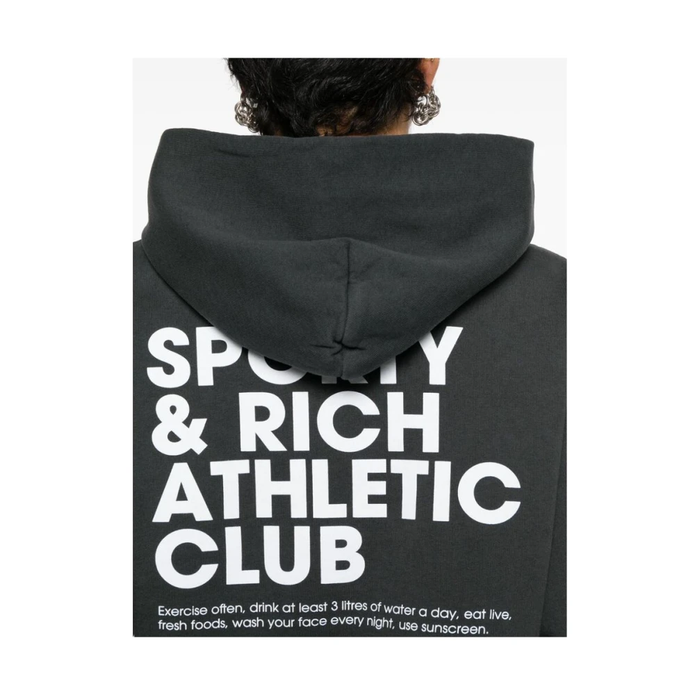 Sporty & Rich Sporty Rich Sweater met Capuchon Black Dames