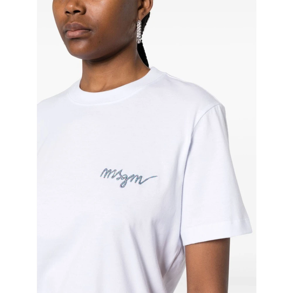 Msgm Witte Basic T-Shirt White Dames