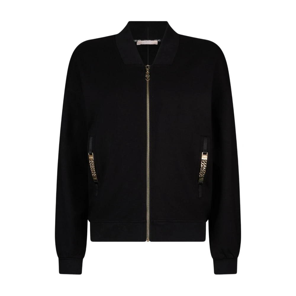 Liu Jo Vrouw Zwart Sweatshirt Met Rits En Kettingdetails