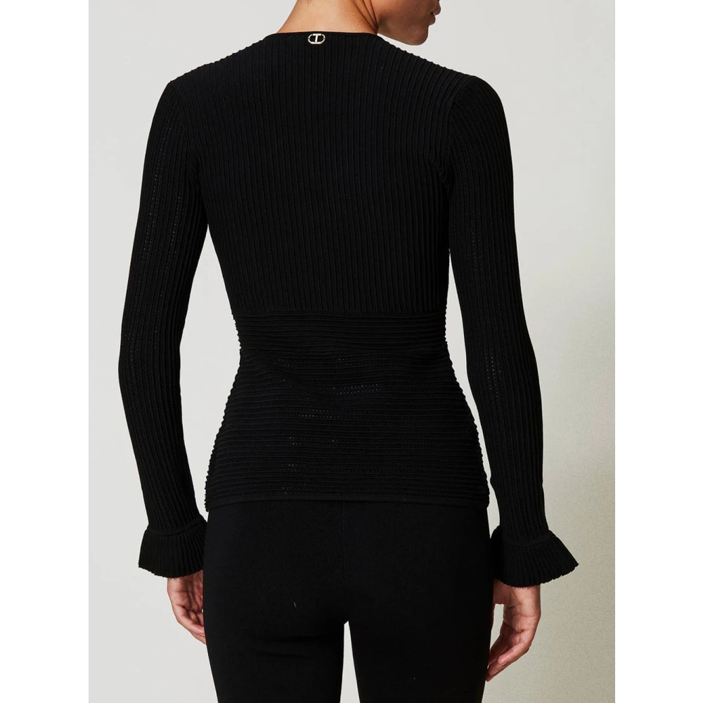 Twinset Zwart Geribbelde Gebreide Blazer Black Dames