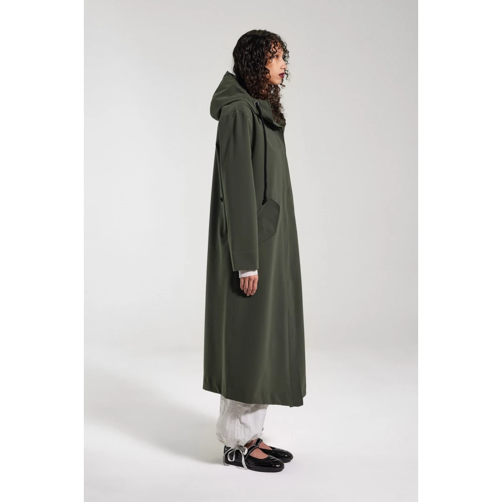 Stutterheim Matte Regenjas met V-Vormige Voorkant Green Dames