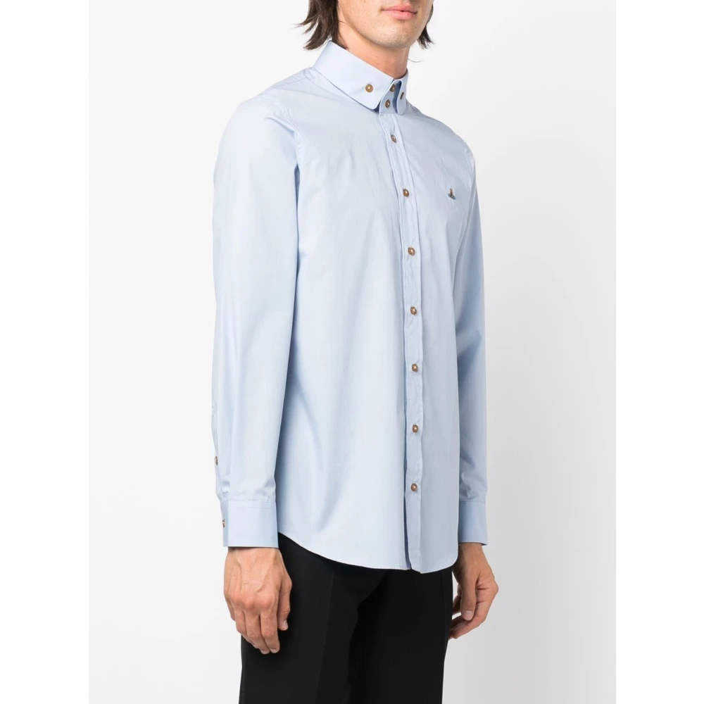 Vivienne Westwood Heldere Blauwe Orb Logo Overhemd Blue Heren