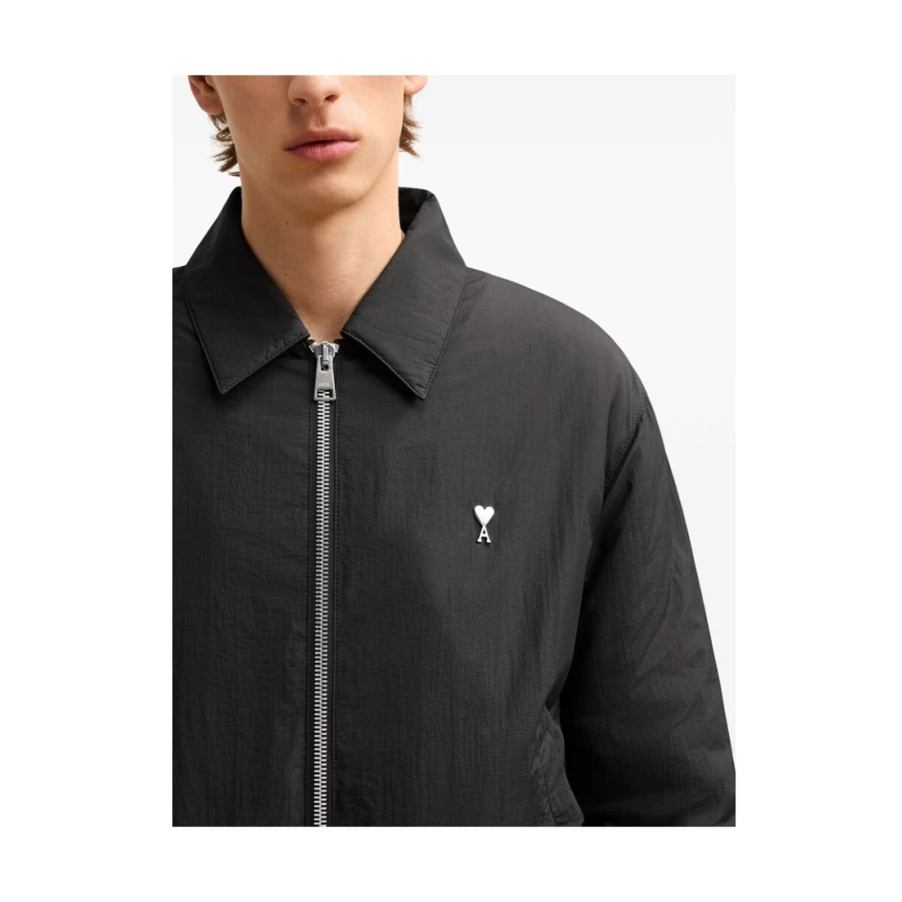 Ami Paris Zip-Up Jas met Logo Black Heren