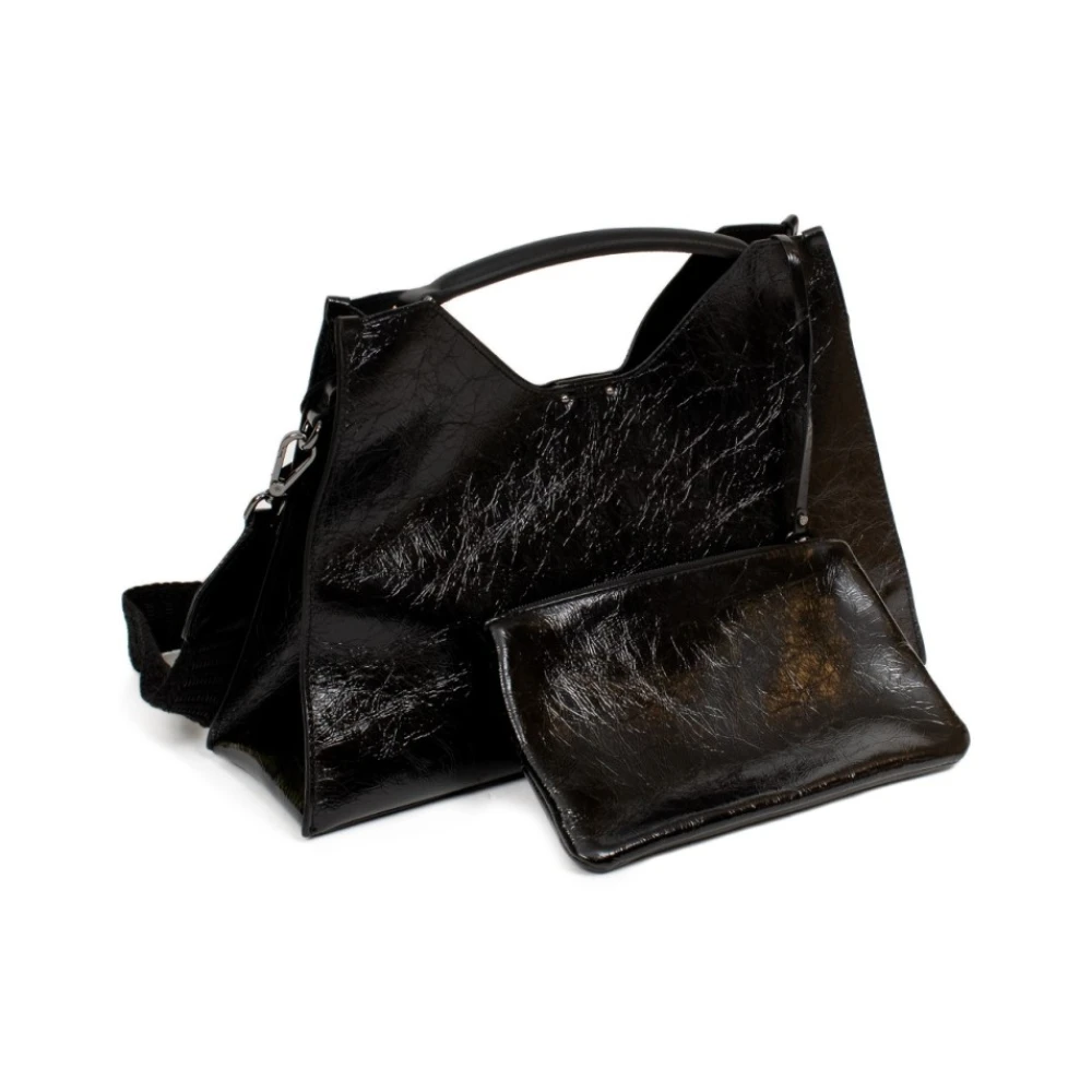 Gianni Chiarini Glanzende Leren Trapeziumtas Black Dames