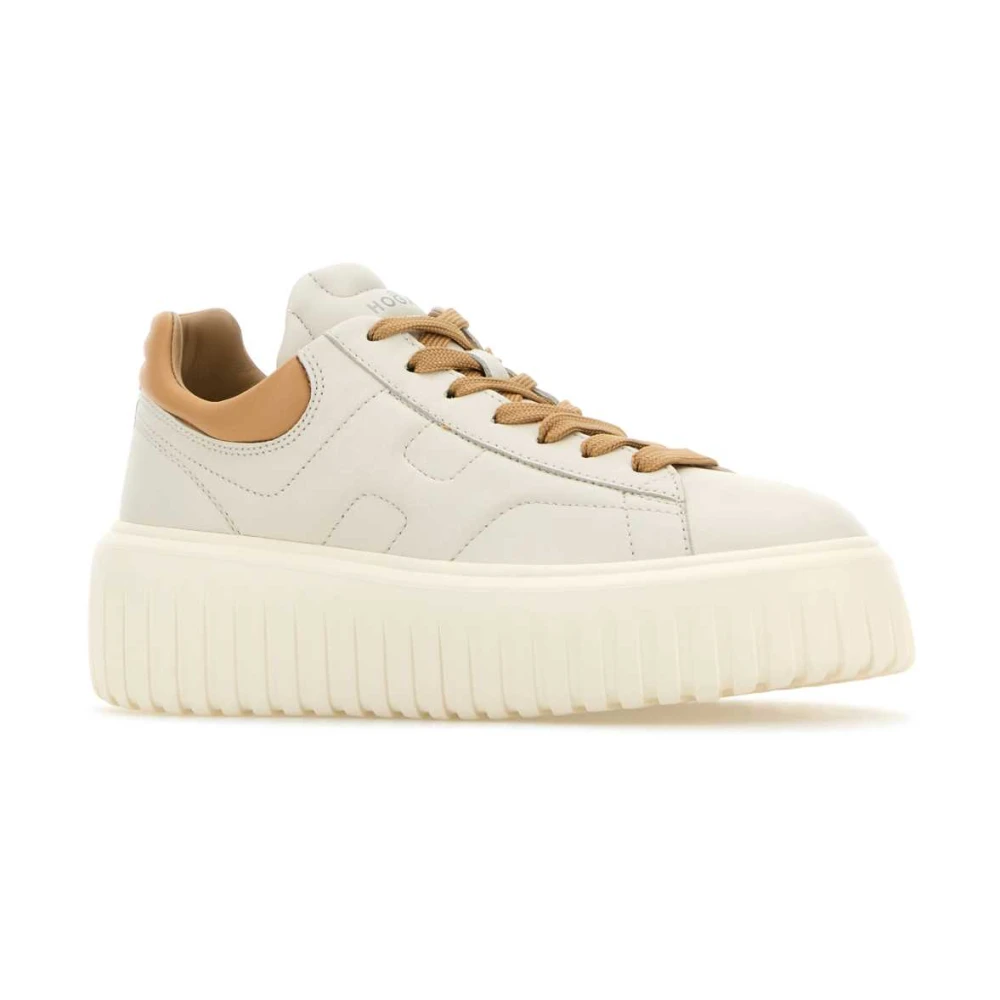 Hogan Witte Leren Gestreepte Plateau Sneakers White Dames