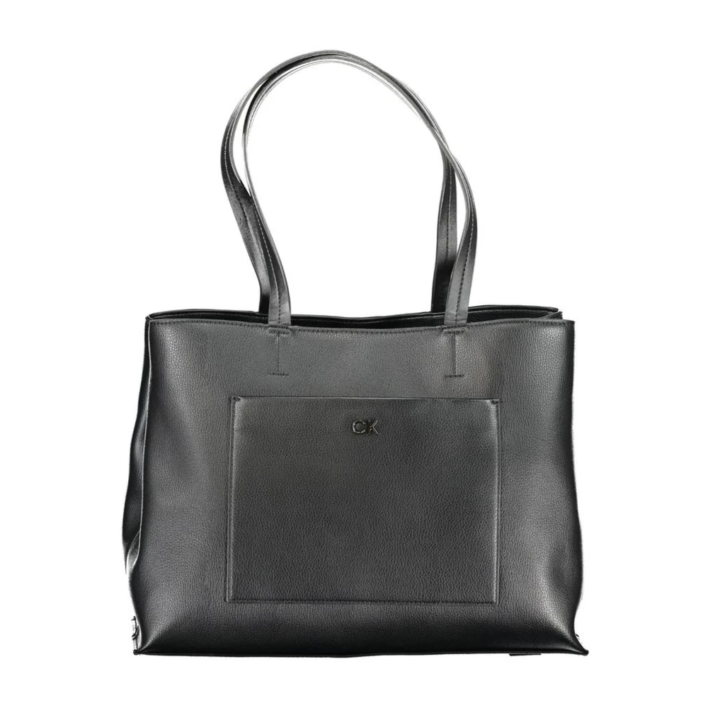 Calvin Klein Zwarte Polyester Handtas met Meerdere Compartimenten Black Dames