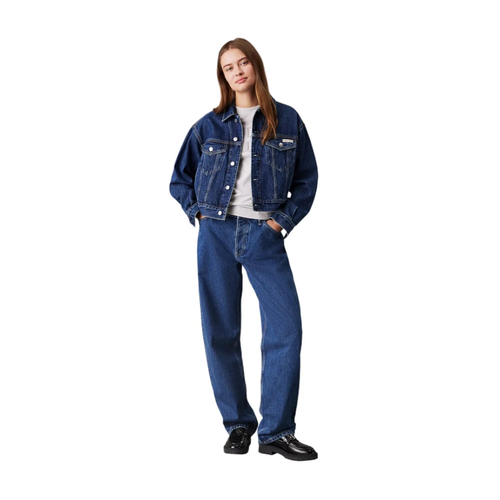 Calvin Klein Jeans Ruimvallende Denim Jeans Blue Dames