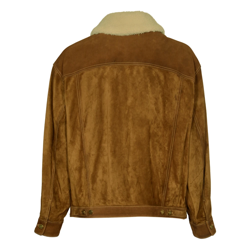 Golden Goose Journey leren jack met corduroy details Brown Heren