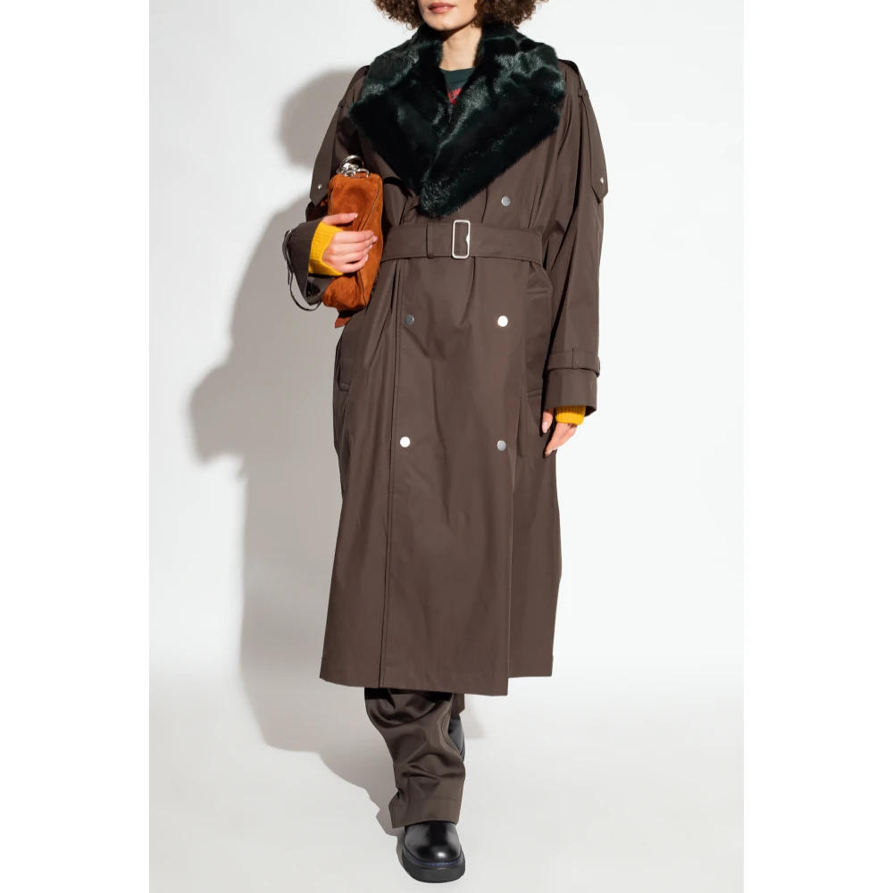Burberry Kennington trenchcoat met bontkraag Green Dames