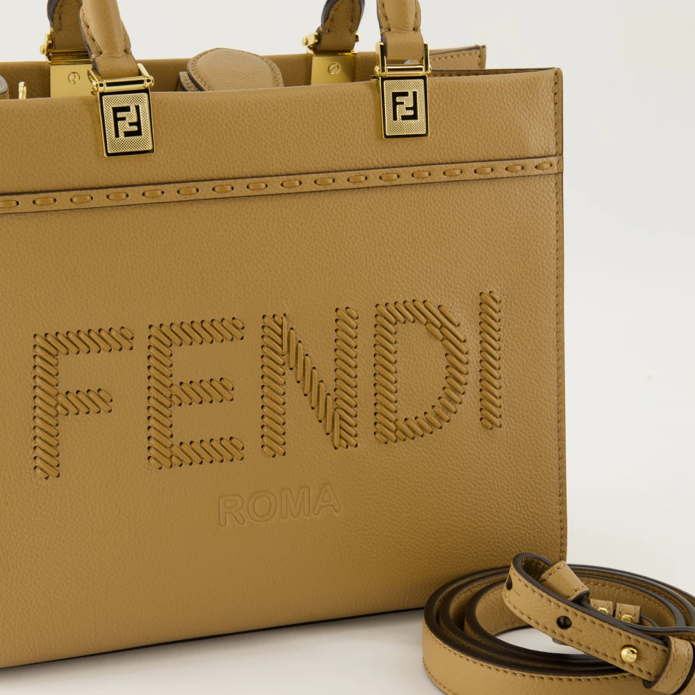 Fendi Bruine Sunshine Shopper Beige Dames