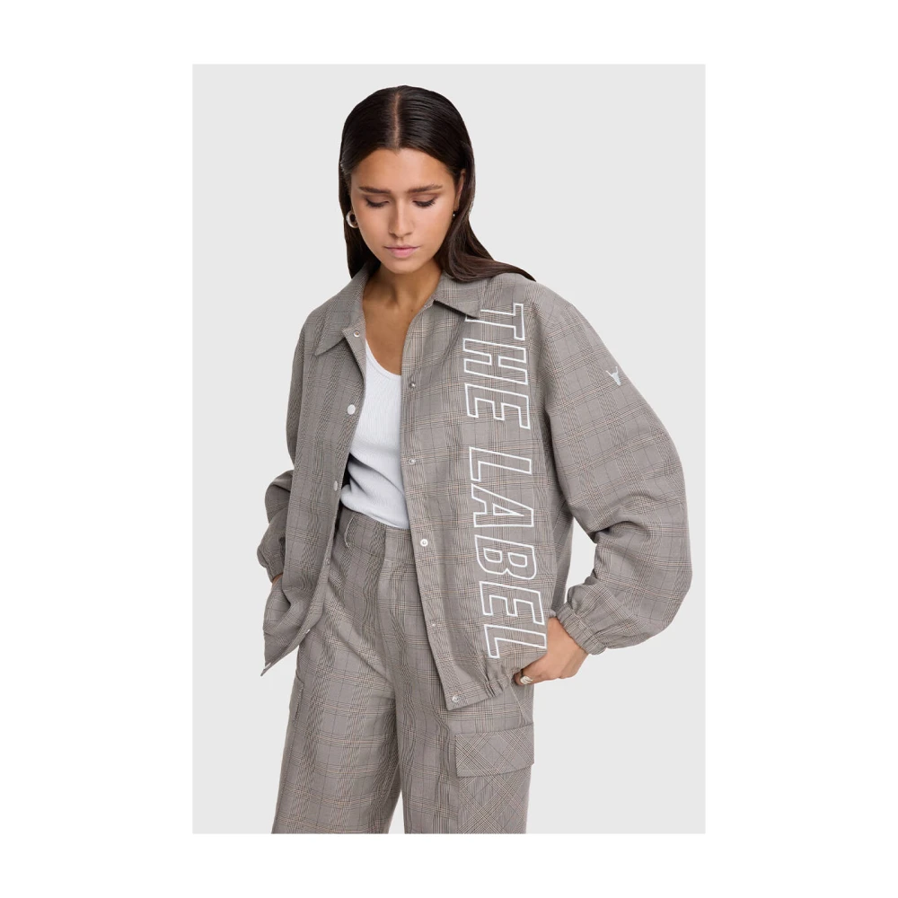 Alix The Label Geruite Bomberjack Beige Dames