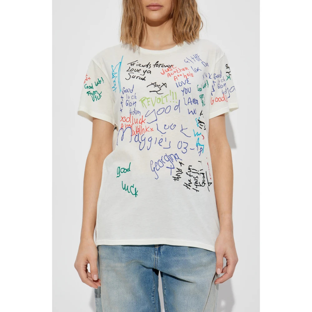 R13 T-shirt met kleurrijke print Beige Dames