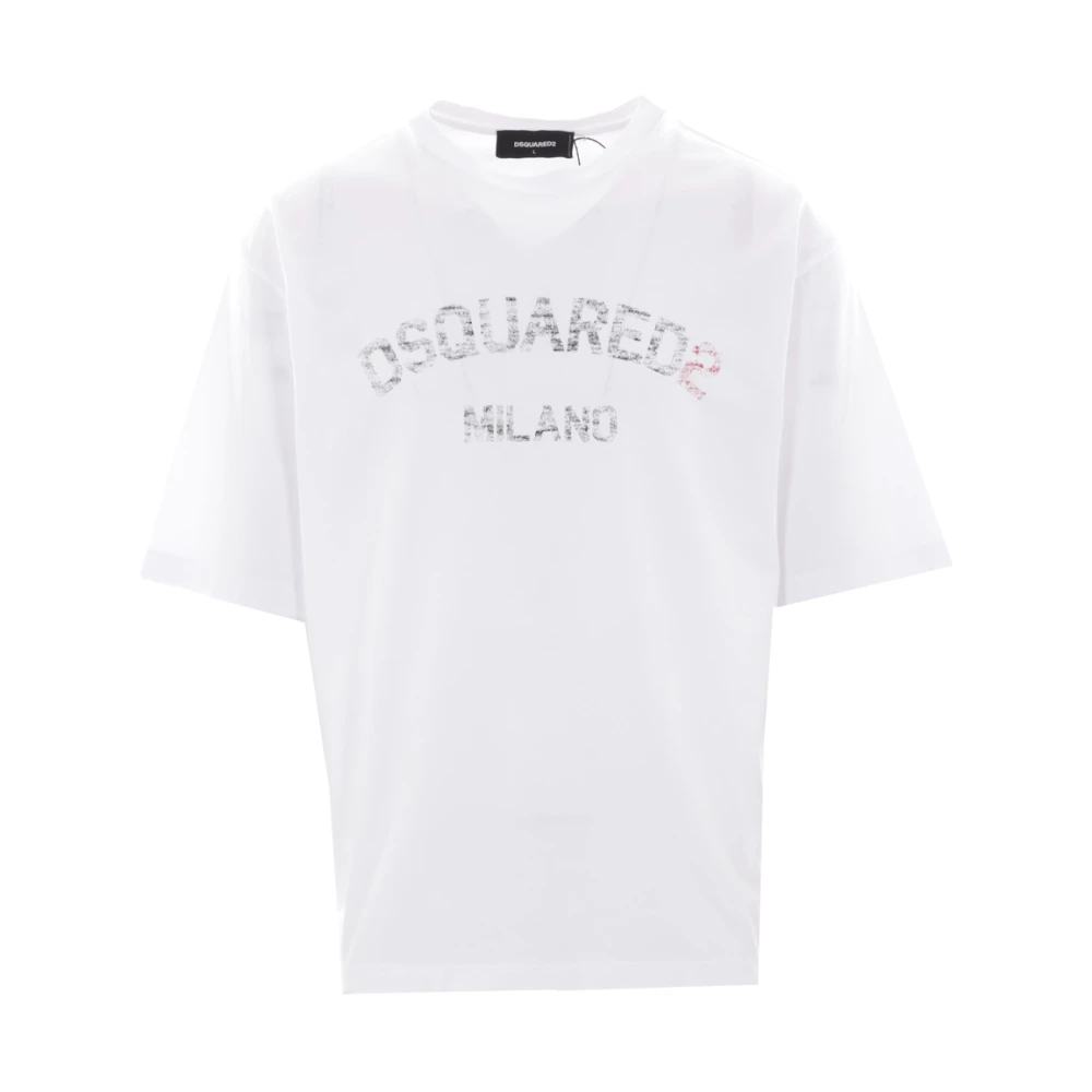 Dsquared2 Wit Jersey Katoen Logo Print T-shirt White Heren