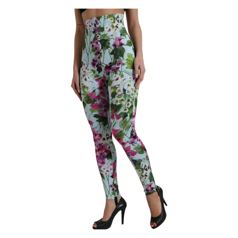 Dolce & Gabbana Bloemrijke Leggings met hoge taille Multicolor Dames