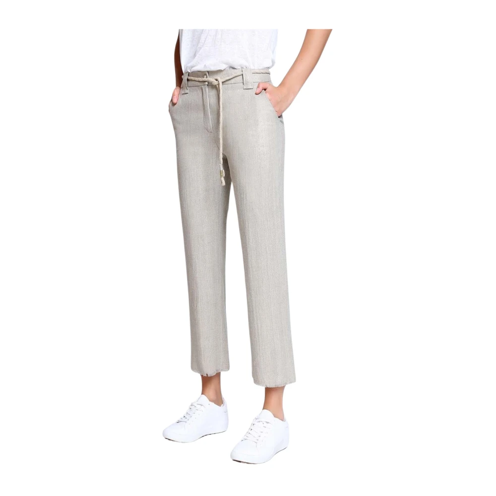 Via Masini 80 Linnen gecoate broek Gray Dames