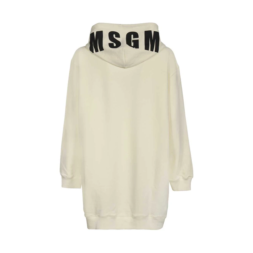 Msgm Katoenen hoodie met geribbelde boorden Beige Dames