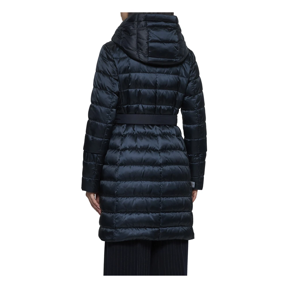 Max Mara Blauwe Gewatteerde Donsjas met Capuchon Blue Dames
