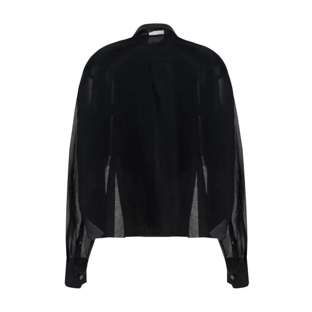 Quira Ruche-Effect Wrap Shirt met Dubbelrijige Voorkant Black Dames