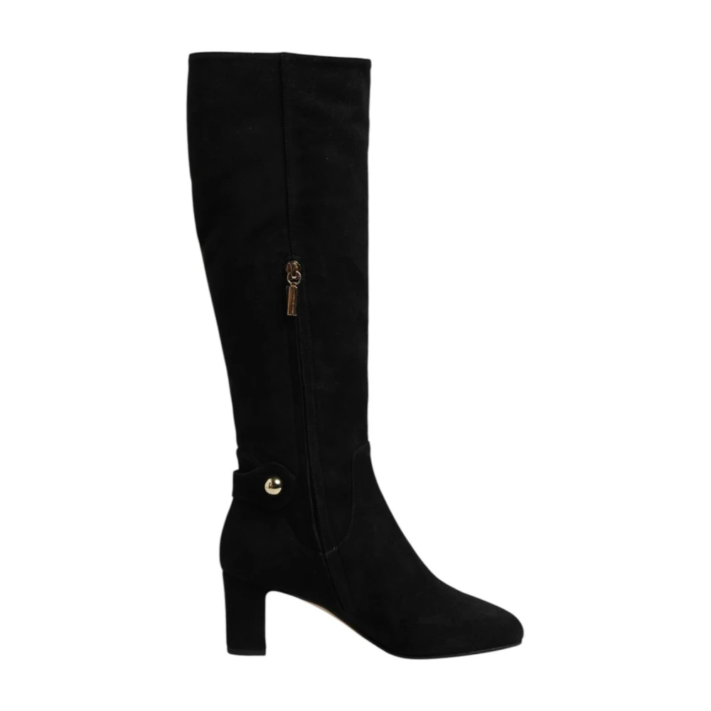 Dolce & Gabbana Women's Black Suede Knee High Zipper Boots