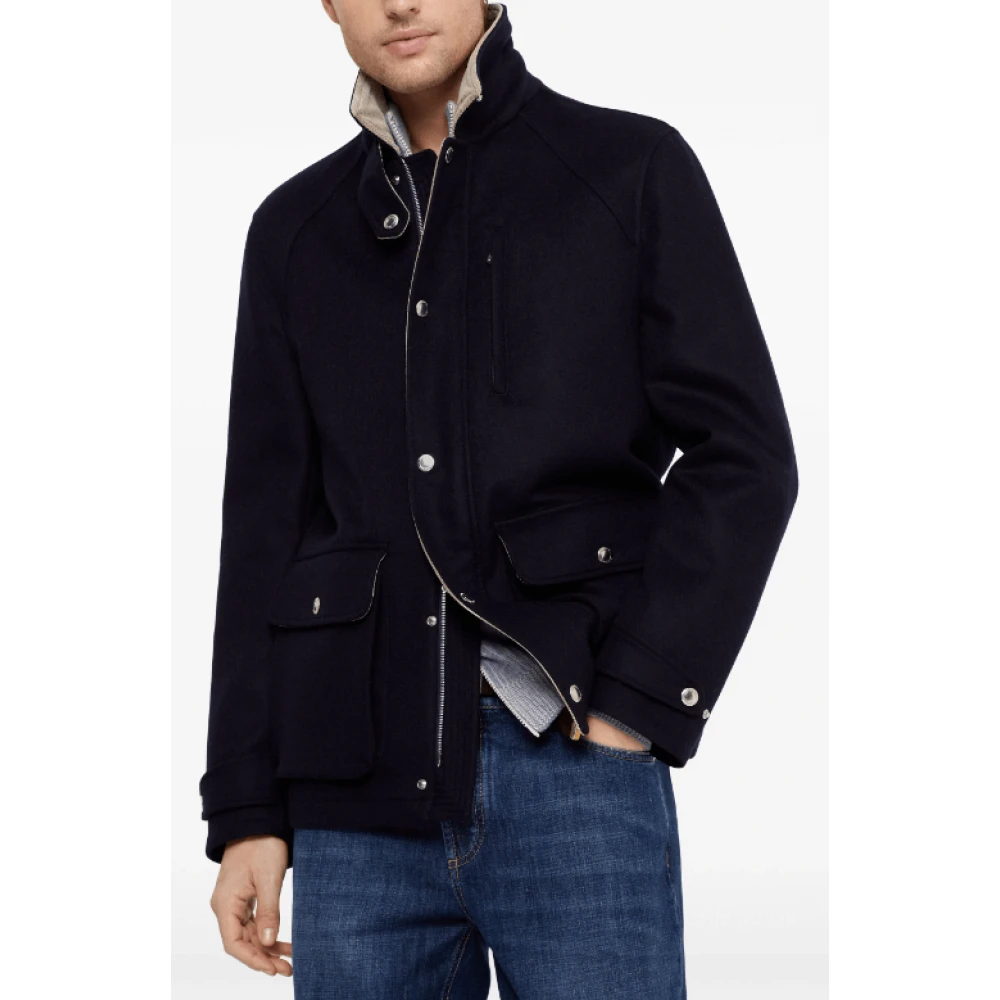 BRUNELLO CUCINELLI Midnight Blue Wool Shirt Jacket Blue Heren
