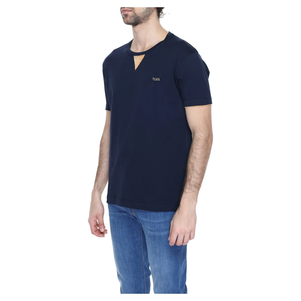 Alviero Martini 1a Classe Blauw Katoenen T-shirt Korte Mouwen Ronde Halslijn Blue Heren
