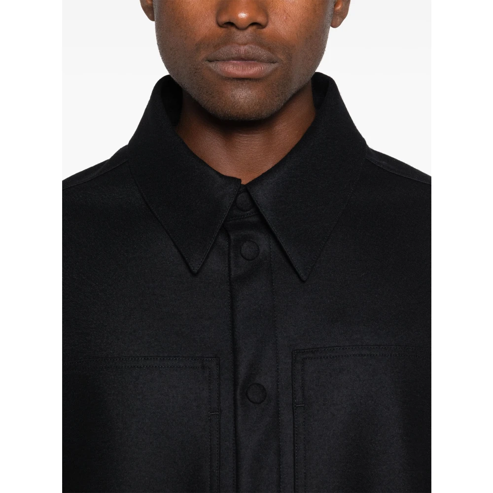Jil Sander Zwarte Wollen Overshirt met Knoopsluiting Black Heren