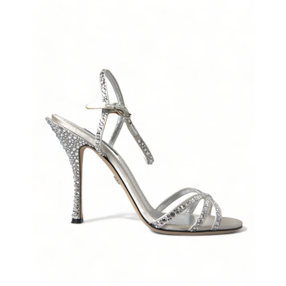 Dolce & Gabbana Women's Gray Crystal Embellished Heels Sandals
