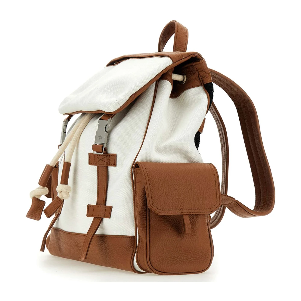 Eleventy Canvas Rugzak Wit Tabak White Heren