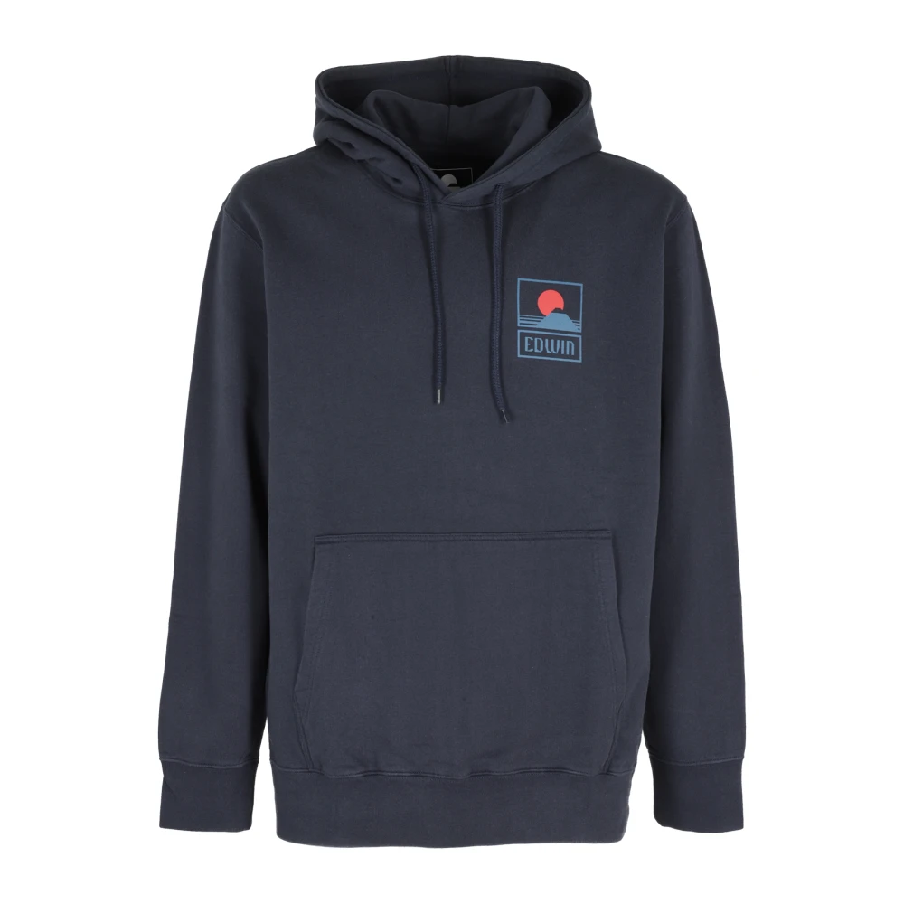 Edwin Fuji Sunset Hoodie Sweatshirt Blue Heren