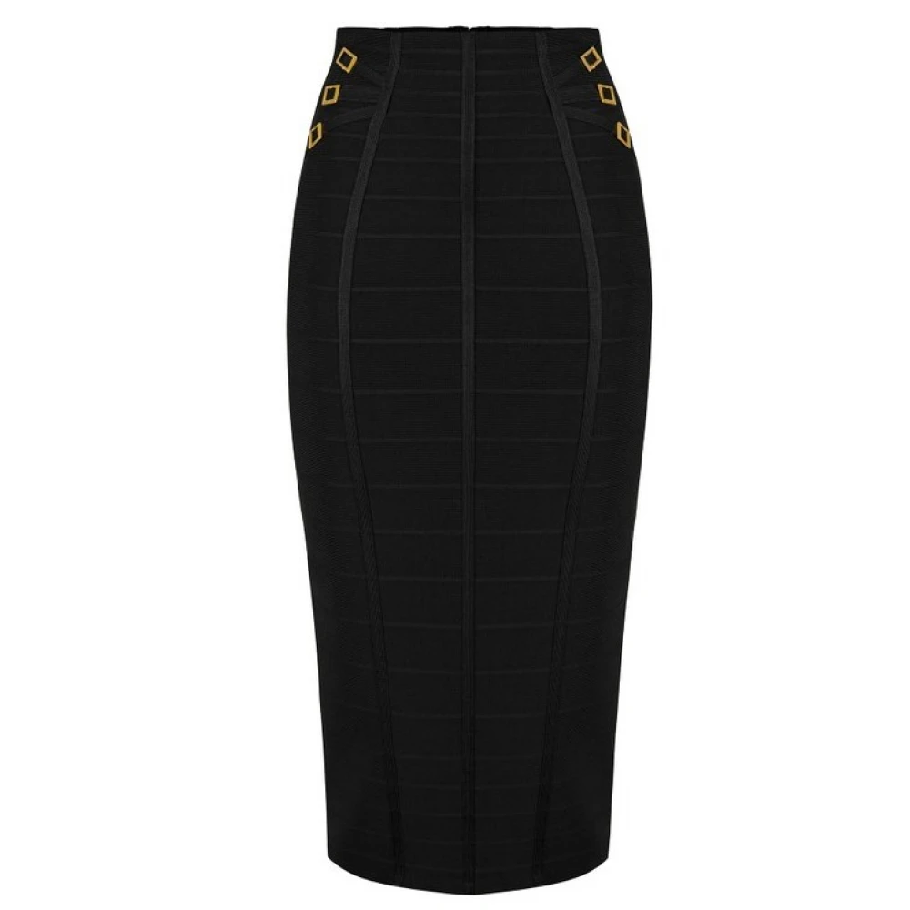 Elisabetta Franchi Black Pencil Skirts, Female, S, Knit Pencil Midi Skirt