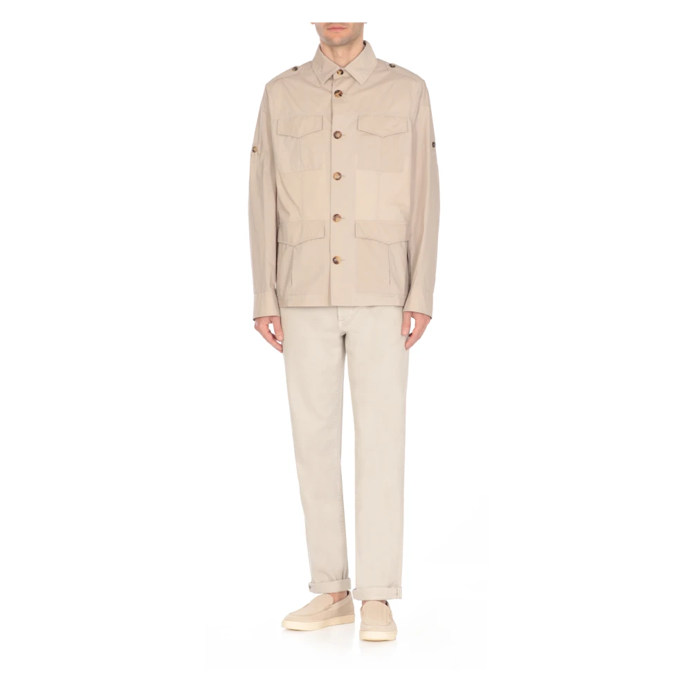 BRUNELLO CUCINELLI Beige Katoenmix Jas met Kraag Beige Heren