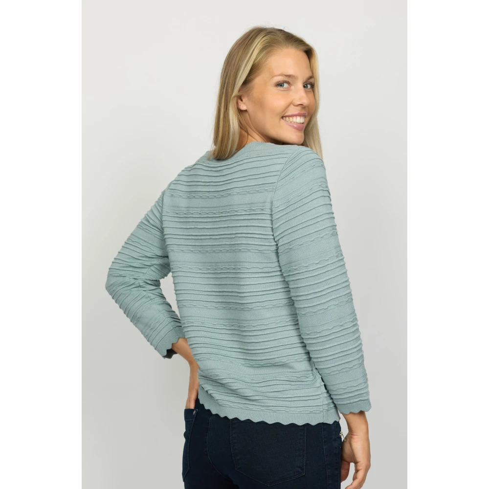 2-Biz Groene Sweater Lara met Ronde Hals Green Dames