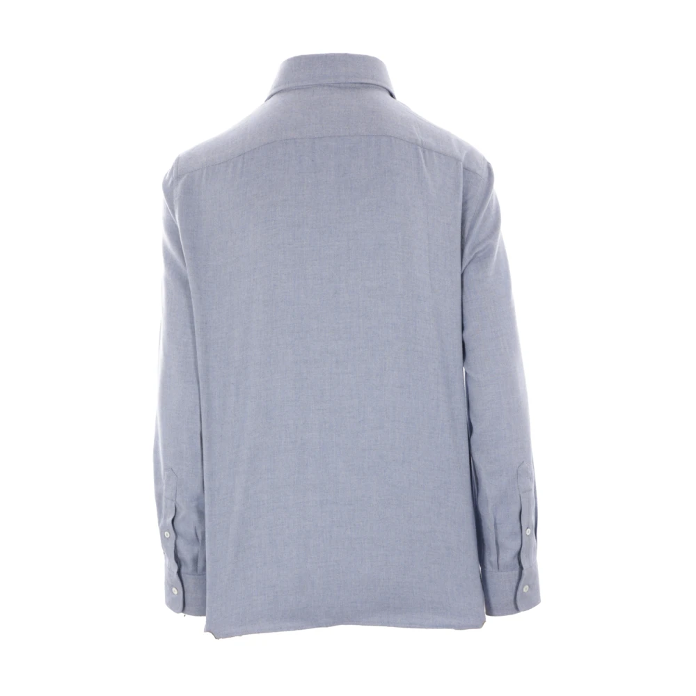 BRUNELLO CUCINELLI Lichtblauw Herringbone Casual Overhemd Blue Heren