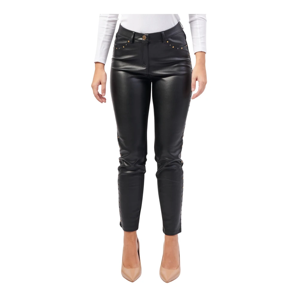 Gaudi Zwarte Broek met Details van Kunstleer Black Dames