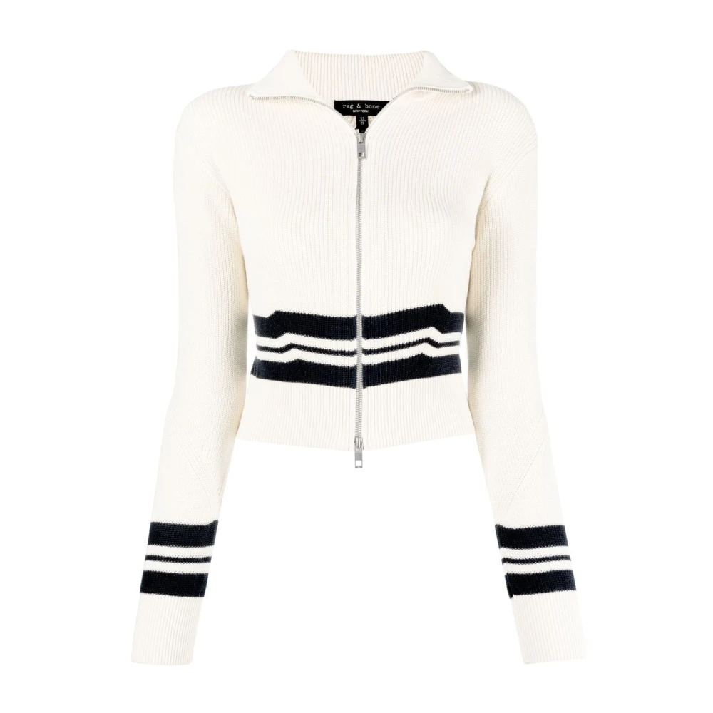 Rag & Bone Casual Beige Gestreepte Sweater Met Rits Beige Dames