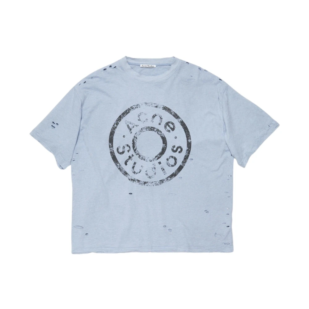 Acne Studios Blauw Logo T-shirt Relaxed Fit Blue Heren