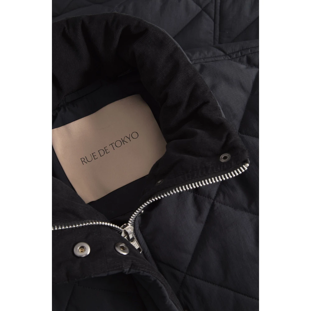 Rue De Tokyo Gewatteerde Tech Jas in Zwart Nylon Blue Dames