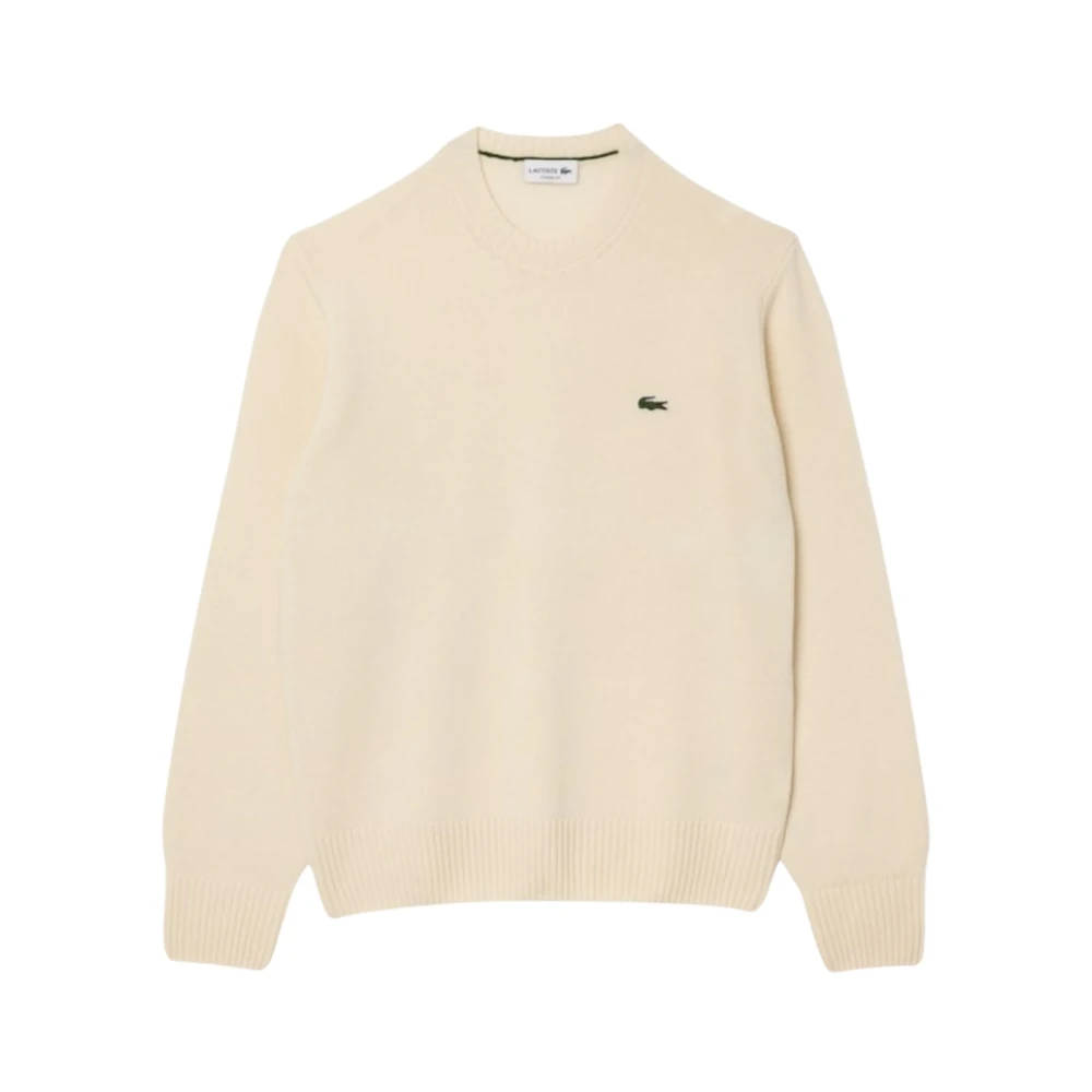 Lacoste Men's Beige Round-Neck Knitwear, 2XL, Crew Neck Jumper