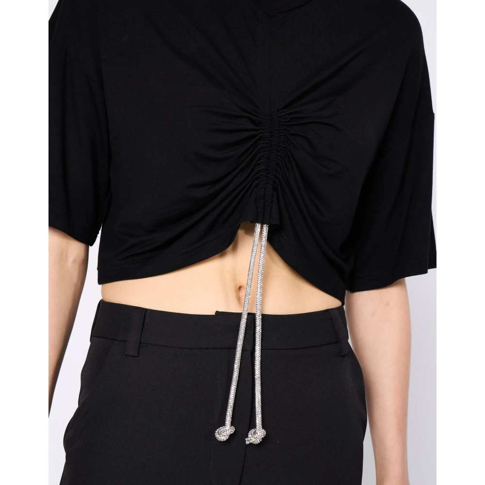 Silvian Heach Gerimpeld T-shirt Black Dames