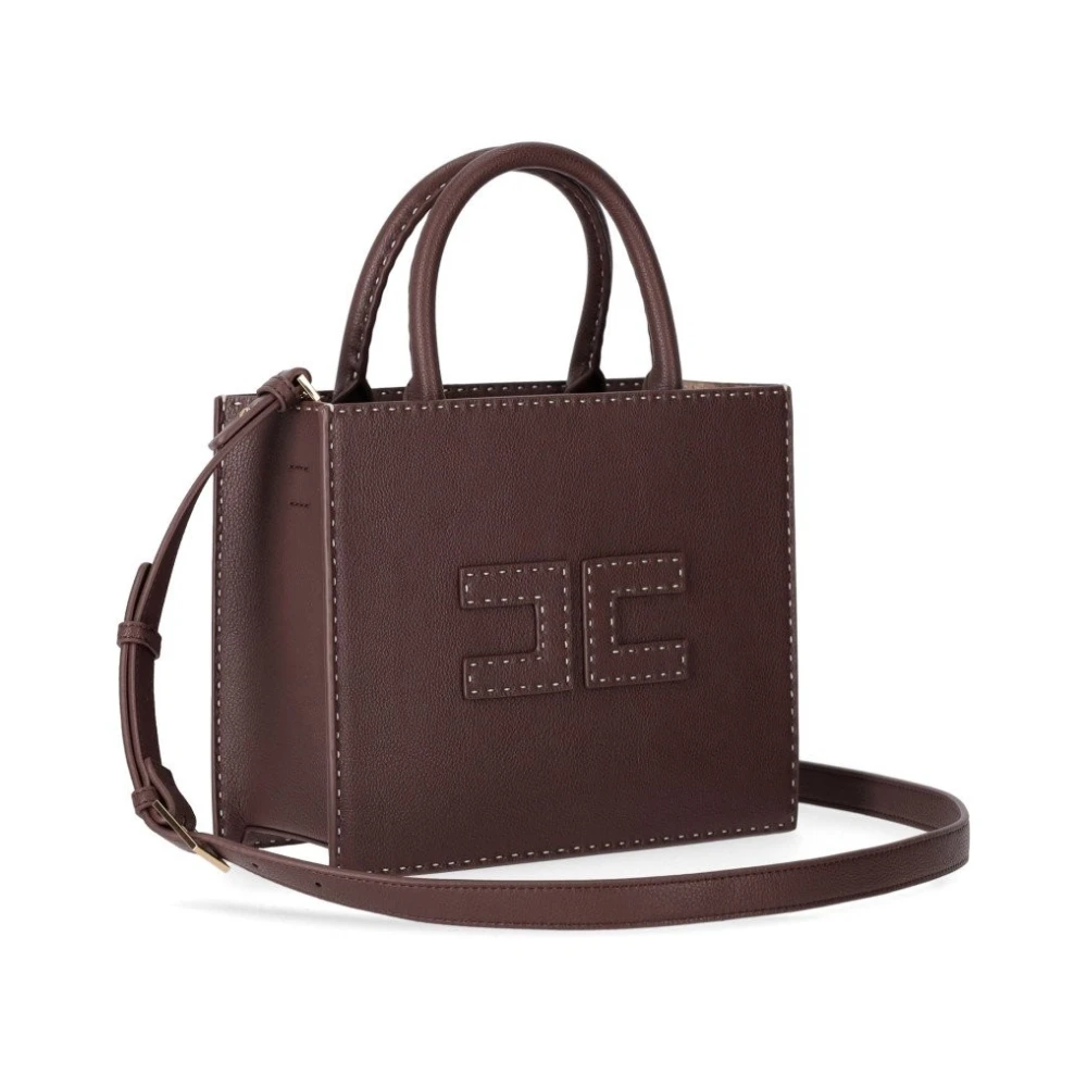 Elisabetta Franchi Cacao handtas met dubbel C-logo Brown Dames