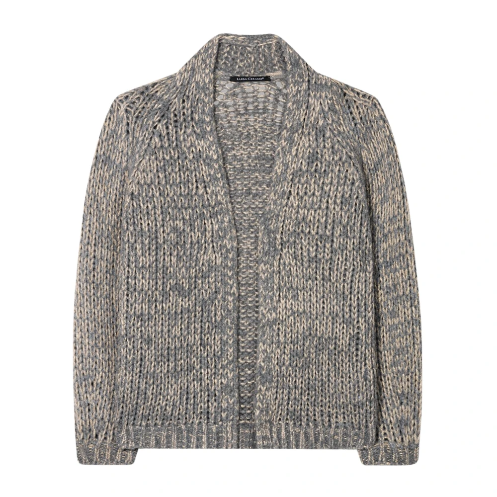 LUISA CERANO Bouclé Cardigan met Shawl Kraag Gray Dames