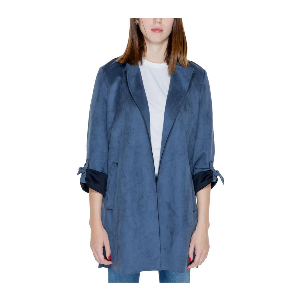 Only Blauwe Polyester Blend Jas Mantel Blue Dames