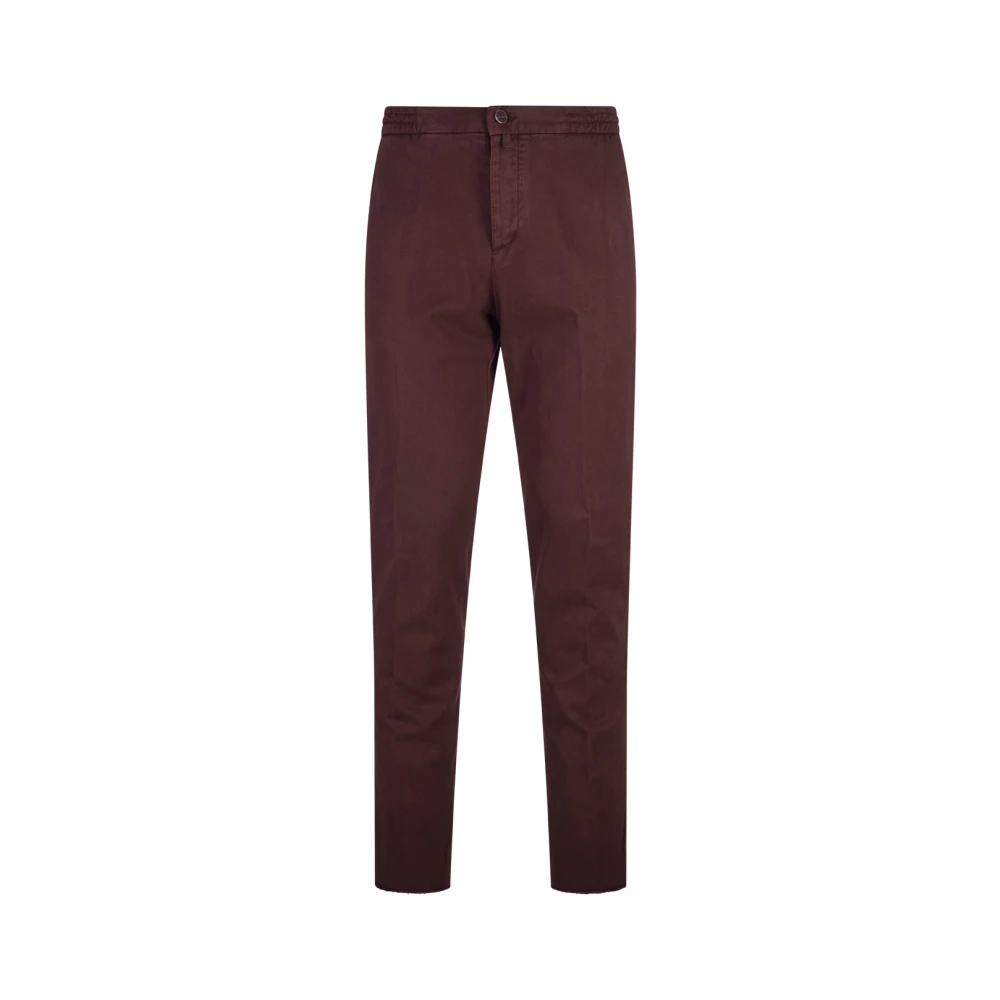 Kiton Burgundy Straight-Leg Elastisk Midja Byxor Red, Herr