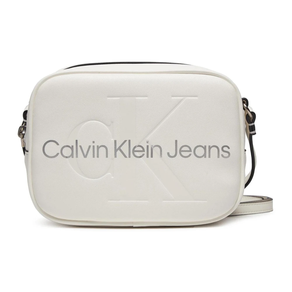 Calvin Klein Jeans Witte Schoudertas met Ritssluiting White Dames
