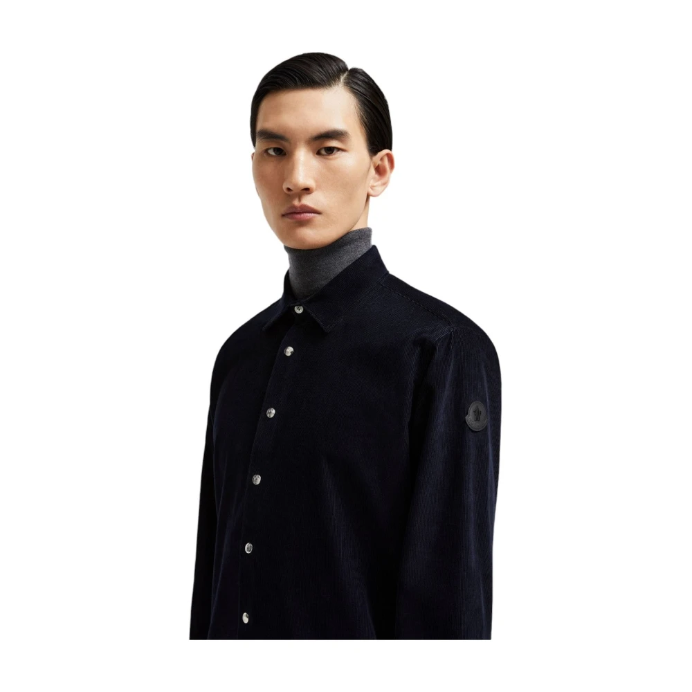 Moncler Nachtblauwe Corduroy Overhemd Blue Heren