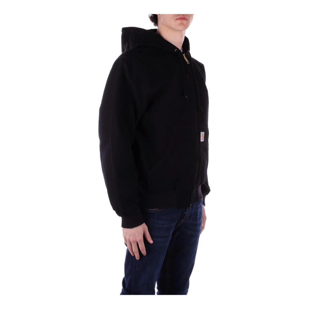 Carhartt WIP Capuchon Logo Jas Rits Voorzakken Black Heren