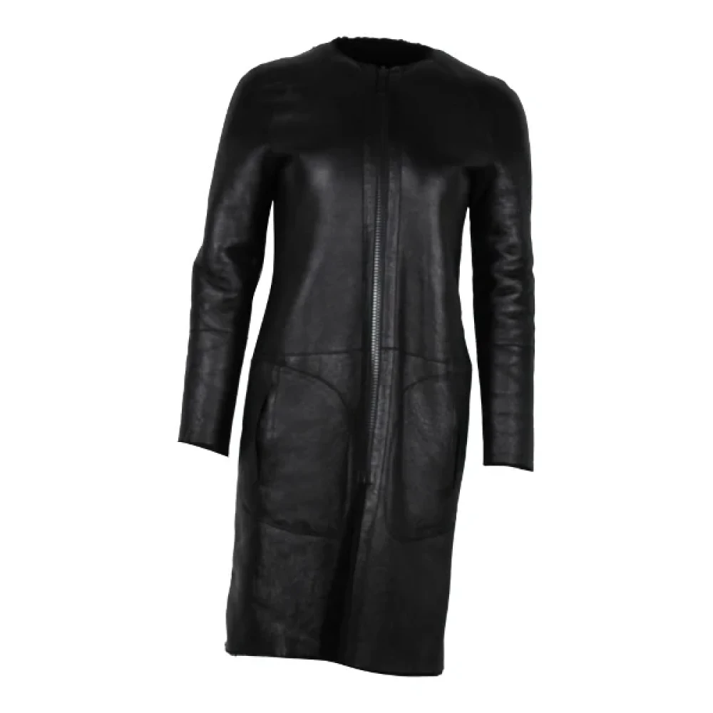 Celine Vintage Pre-owned Leather outerwear Black Dames